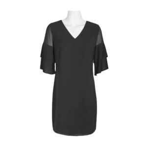 ￼SAM Edelman Pleated Tiered Chiffon Sleeve V Neck Shift Dress Size 8 NWT